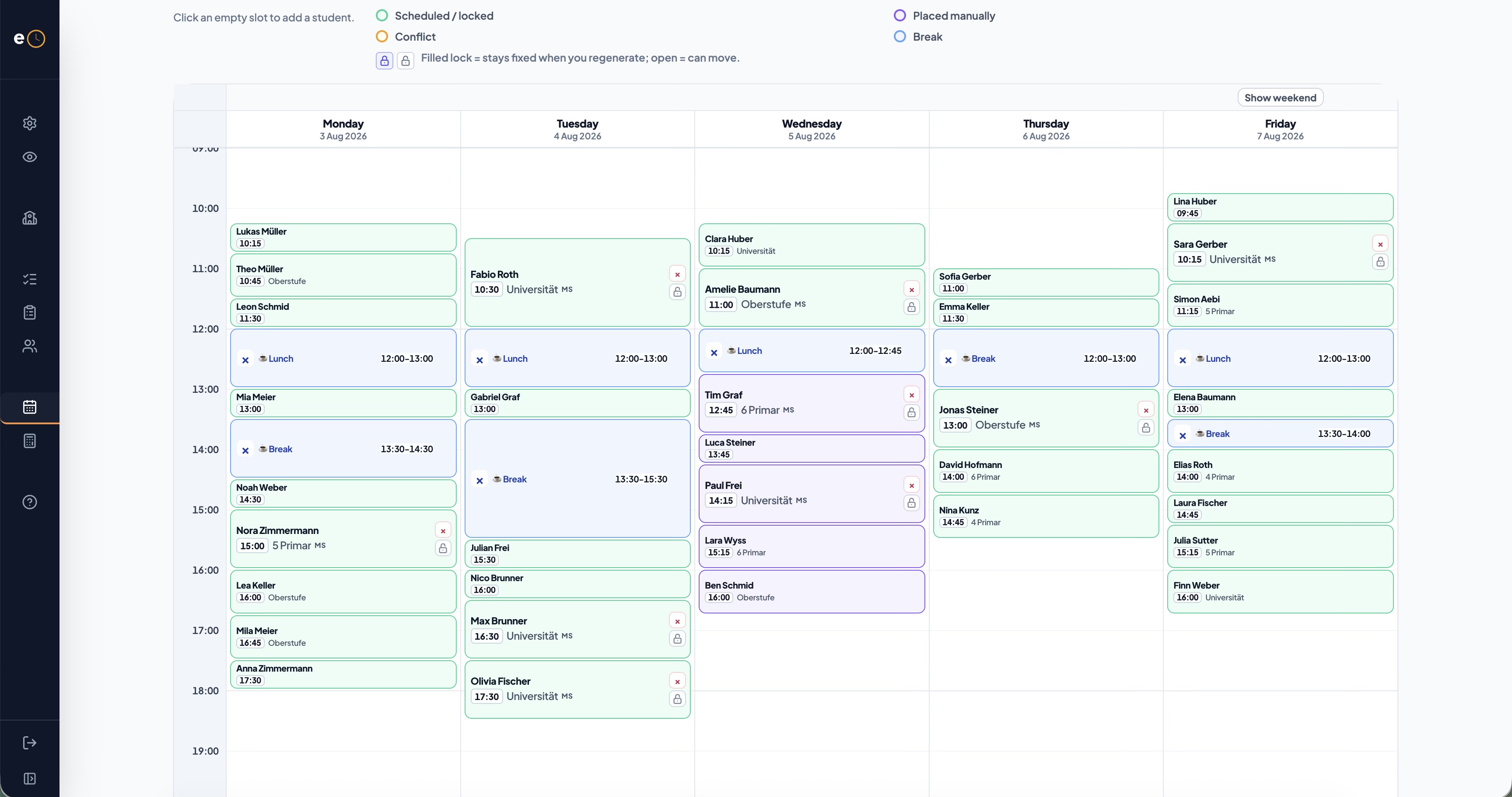 Schedule preview